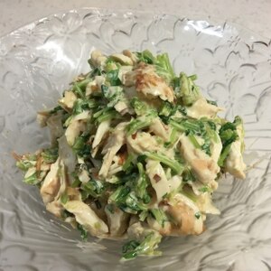 節約食材で簡単副菜！豆苗とささみのわさびマヨ和え